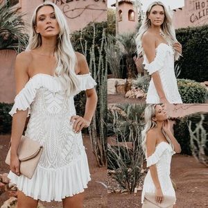 NWT White Lace Off The Shoulder Mini Dress